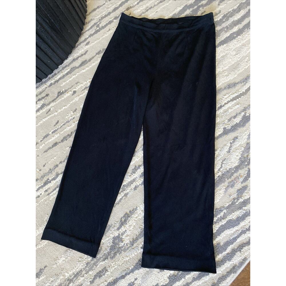 Exclusively Misook Women's Black‎ Wide Leg Pull On Knit Pants- Size M 25”Inseam